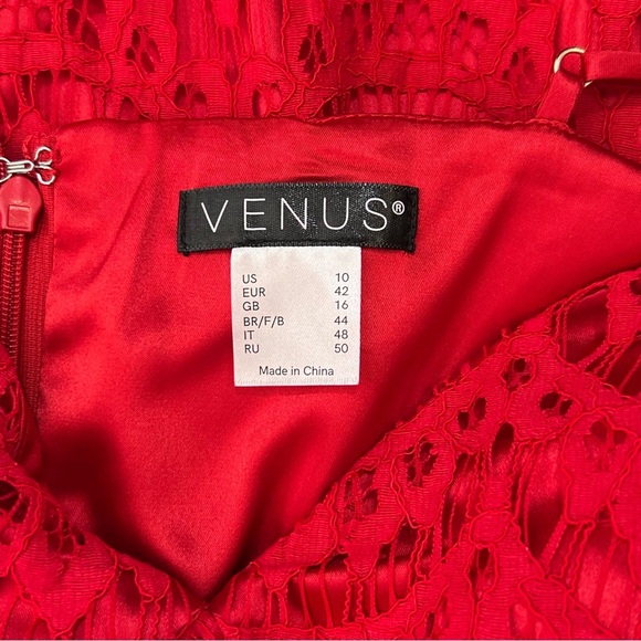 Venus Lace Tiered Ruffle Hem High Low Event Evening Night Out Red Dress Size 10 - Picture 14 of 15